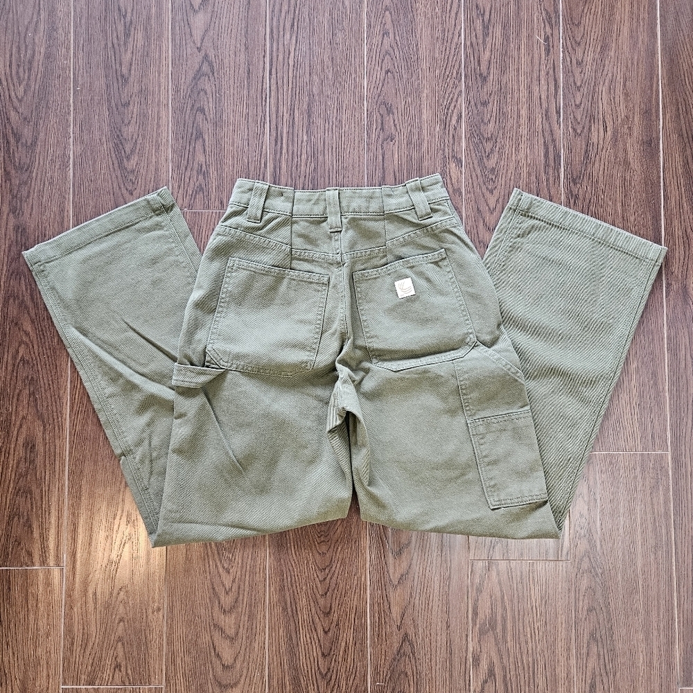Aritzia TNA Greenwich Pant High-Waisted Carpenter Twill Olive Green Pants Size 2 - Picture 11 of 13